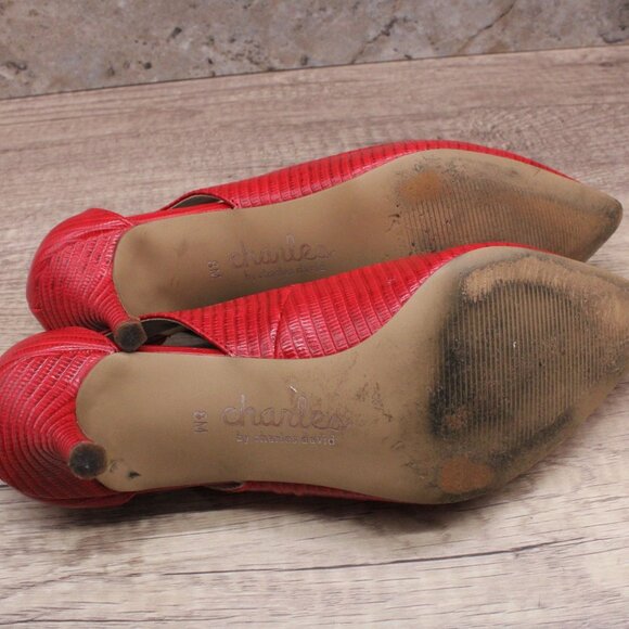 Charles By Charles David Addition Heels Pump Womens Size 8M Red Lizard - Picture 7 of 8